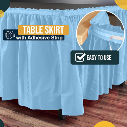 Exquisite Ruffle Table Skirt Black 6 Pack 14 Ft Long Table Skirts for Rectangle Tables 6ft Plus or Round Tables Skirts with Adhesive Strip for Gender Reveal Decor & Happy Birthday Parties