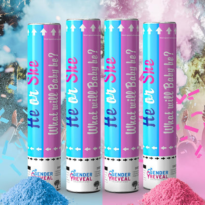 POPUPARTY 2Pack pink Gender Reveal Confetti smoke Powder Cannon, Confetti and Powder Poppers | Ideal for Baby girl Gender Reveal Decoration and party