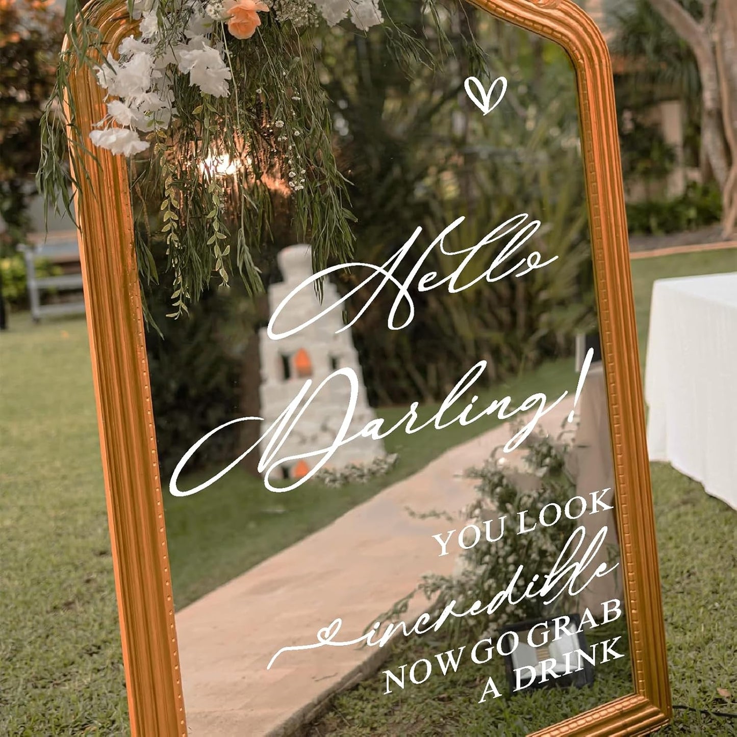 Custom Name Welcome to Our Wedding Signs Personalized Wedding Mirror Decals Selfie Mirror Decal for Wedding Entry Reception Display Golden Date Marriage DIY Vinyl Lettering Welcome Party Decoration