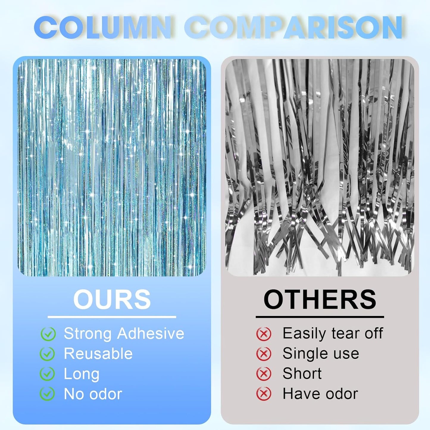 Voircoloria 3 Pack 3.3x8.2 Feet Gold Foil Fringe Backdrop Curtains, Tinsel Streamers, Fringe Backdrop for 2025 New Years Eve, Graduation, Birthday, Baby Shower, Gender Reveal, Disco Party - Colors B