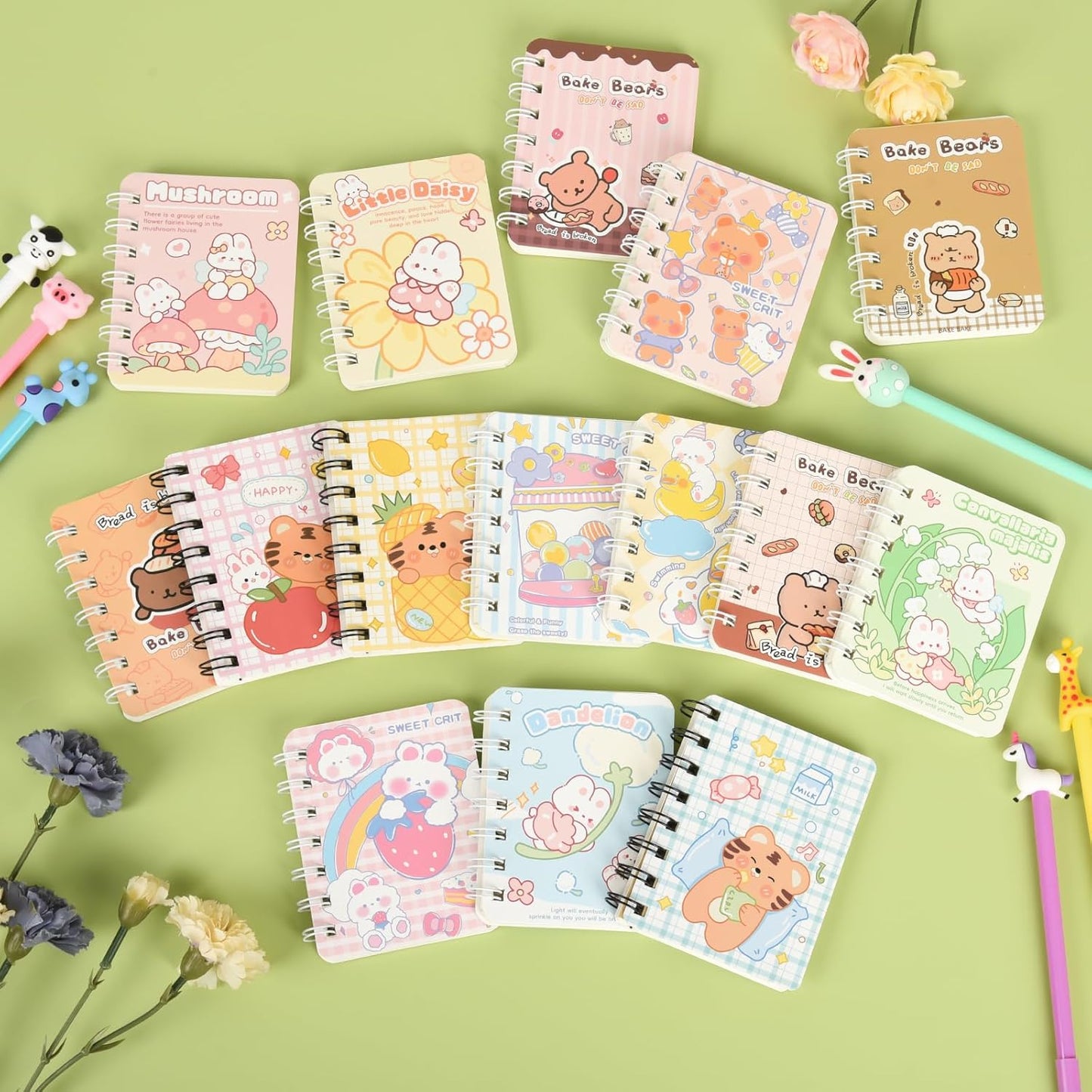 30 Packs Mini Notebooks Portable Pocket Notebook for Gifts and Office Back to School Classroom rewards College Ruled Pages (Cartoon)