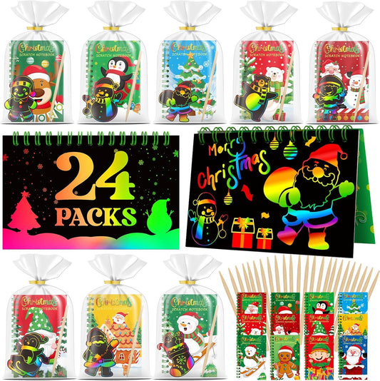 24 Pack Under the Sea Scratch Art Party Favors for Kids - Rainbow Scratch Paper with Ocean Animals Scratch Off Cards Easter Birthday Goodie Bags Stuffers - Return Gifts DIY Classroom Prizes