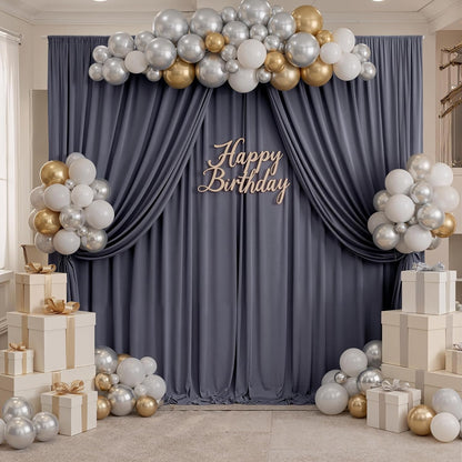 10ftx10ft Black Backdrop Curtains for Weddings Parties, Wrinkle Free 2 Panels Silky Polyester Photo Backdrop Drapes Back Drop Cloth Drapery for Birthday Mother'sDay Photography Background