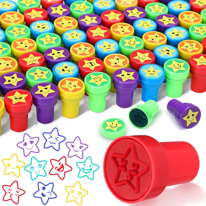 Yexiya 100 Pcs Star Stampers Mood Expressions and Comments Photosensitive Teacher Review Stamps Bulk Education Review School Prizes Supplies and Party Favors