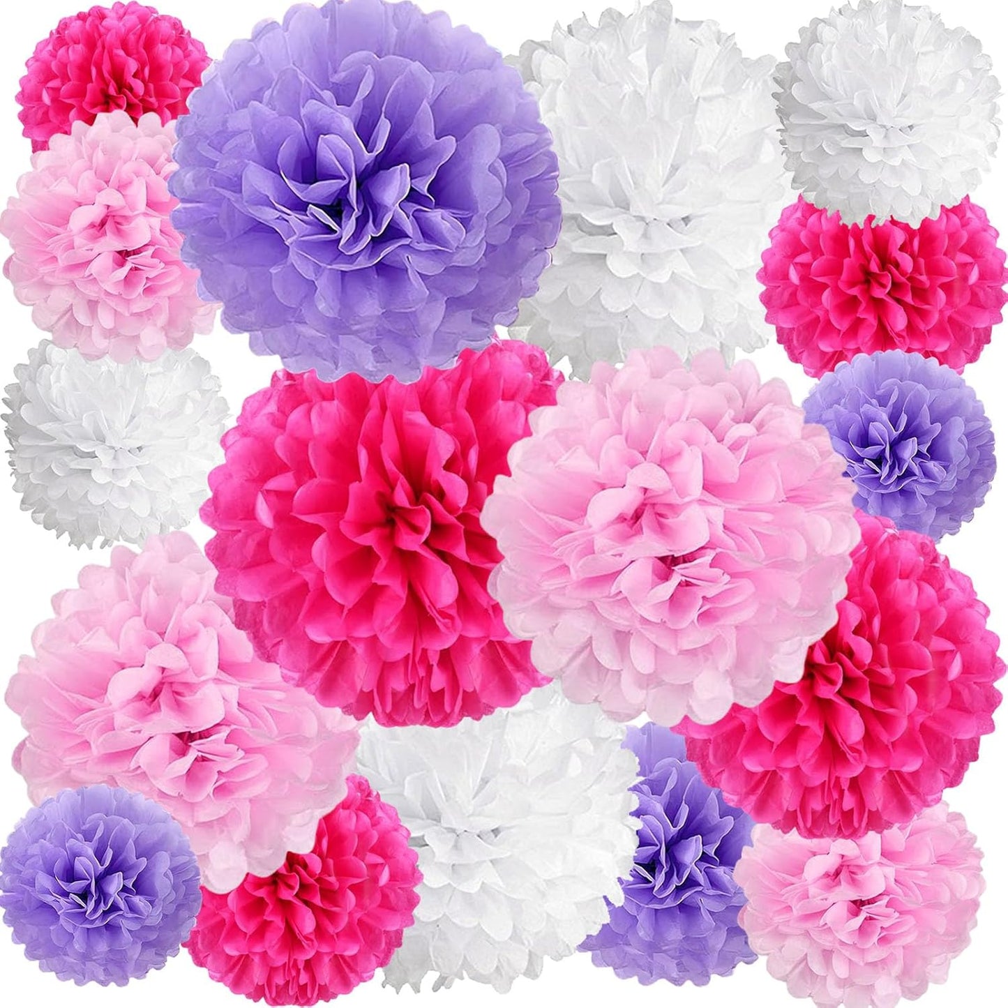 18 PCS Tissue Paper Pom Poms, Tissue Pom Poms Flowers, Sizes of 6", 10", 12", 14" Hanging Paper Flower Ball for Wedding, Birthday, Halloween, Christmas, Baby Shower Party Decor (Red Black Gold)