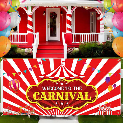 Teenyyou Welcome to the Carnival Banner Carnival Decorations Circus Party Supplies Backdrop for Circus Theme Party Decorations Birthday, 71 x 35 Inch