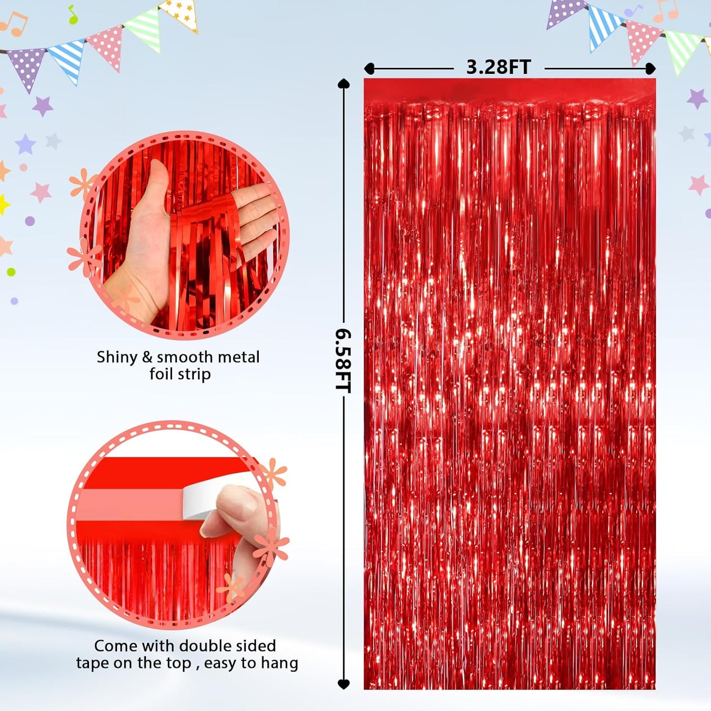 GCB 2Pack Black Metallic Tinsel Foil Fringe Curtains, Black Foil Curtain Backdrop, Photo Booth Props for Birthday Wedding Baby Shower Bachelorette Xmas Celebration Party Decorations Door Streamers