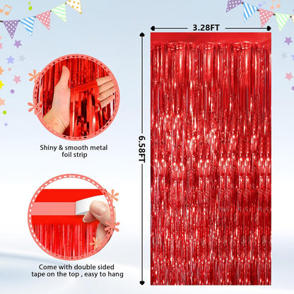 GCB 2Pack Black Metallic Tinsel Foil Fringe Curtains, Black Foil Curtain Backdrop, Photo Booth Props for Birthday Wedding Baby Shower Bachelorette Xmas Celebration Party Decorations Door Streamers