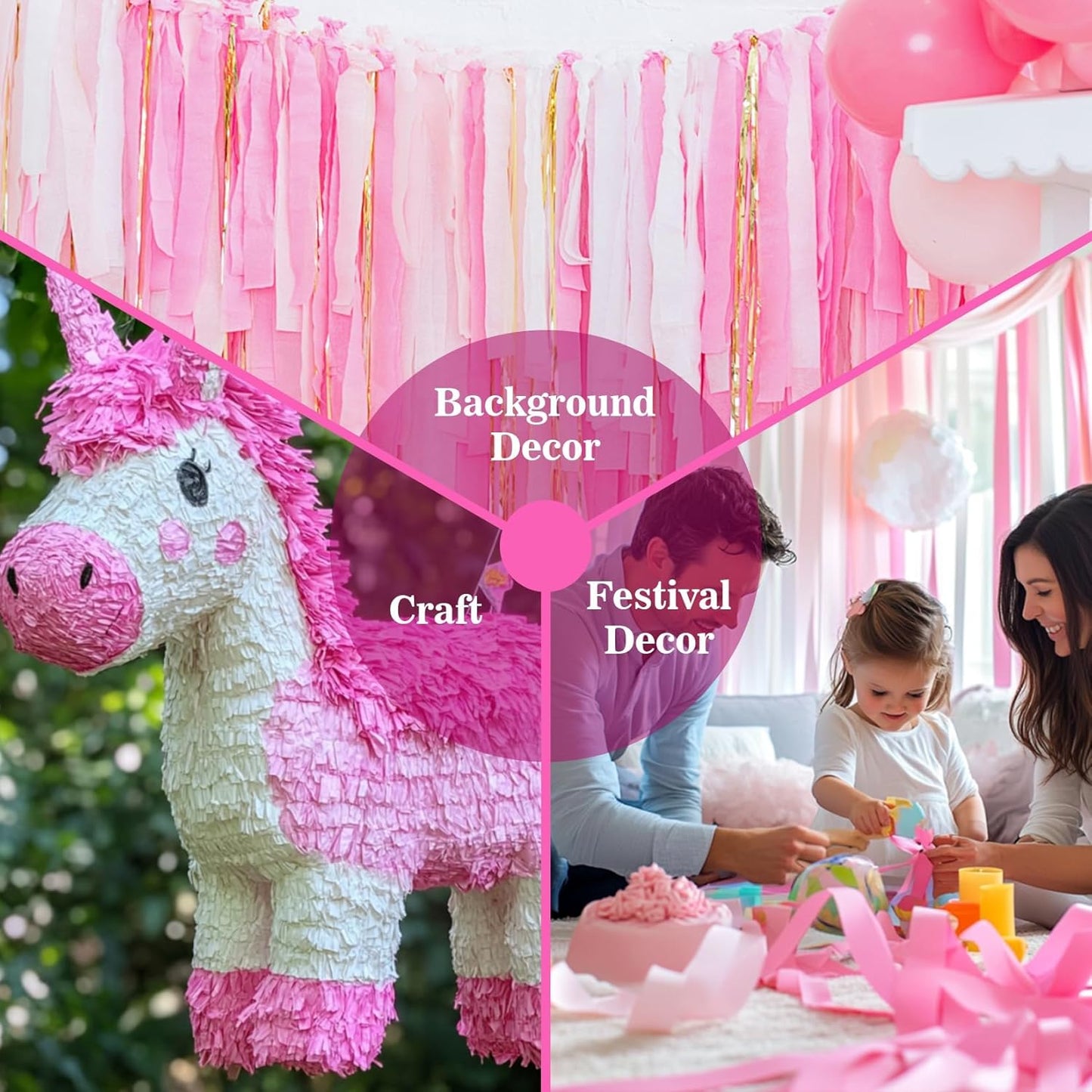 MAQIHAN Pastel Crepe Paper Streamers - 6 Rolls 492ft Crepe Paper Valentine's Easter Mother's Day Anniversary Graduation Mermaid Party Spring Themed Wedding Baby Shower Brithday Party Decor Streamers