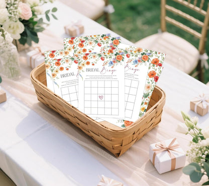 Wildflower Bridal Shower Games, Boho Flowers Bridal Shower Bingo Game with Blank Squares for 30 Guests with Game Cards, Bridal Shower Decor, Wedding Decorations Supplies (15)