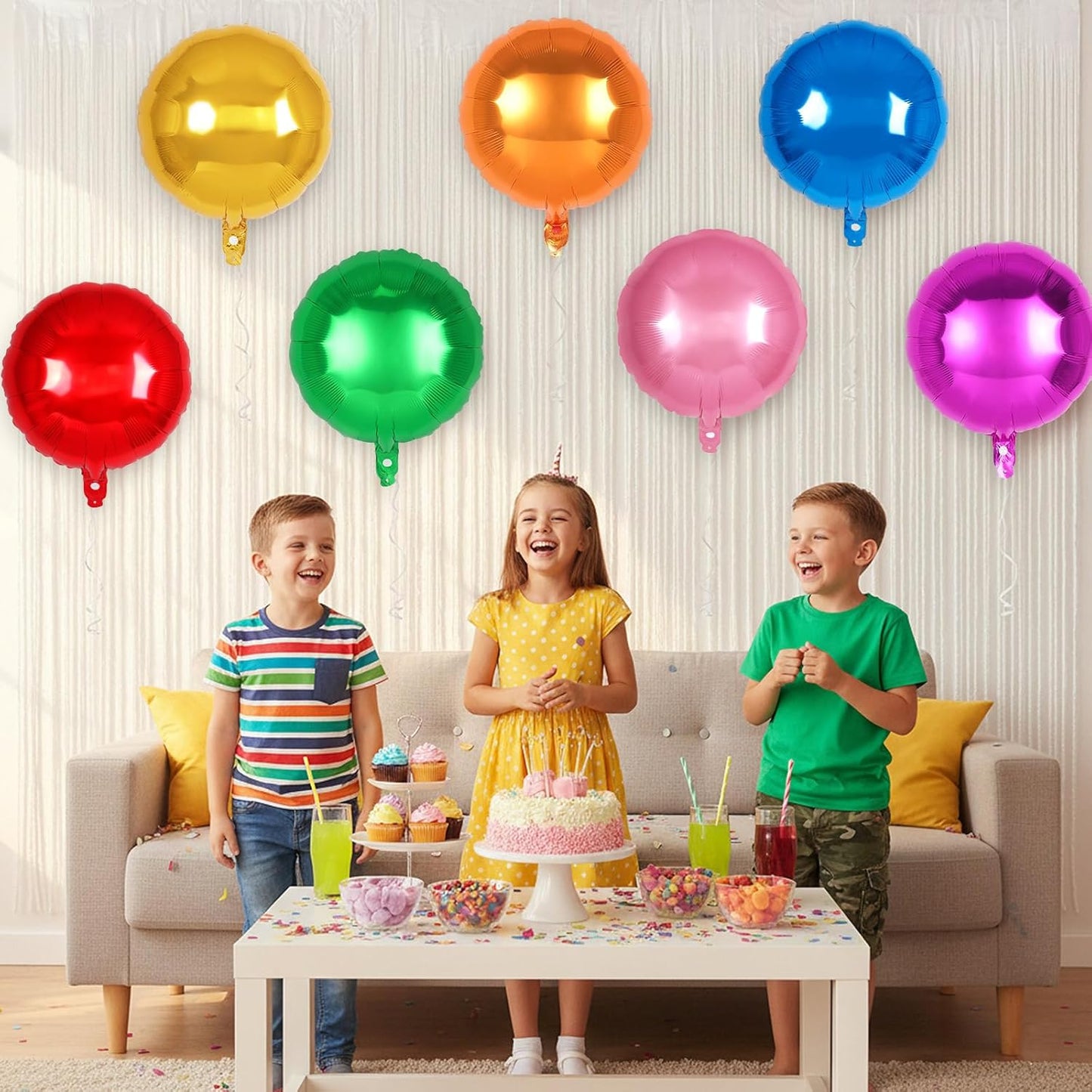 20 Pcs Black Round Shaped Balloons,18 Inch Round Foil Balloon,Giant Round Mylar Balloon Helium Balloons for Birthday Party Baby Shower Wedding Decorations (Black)