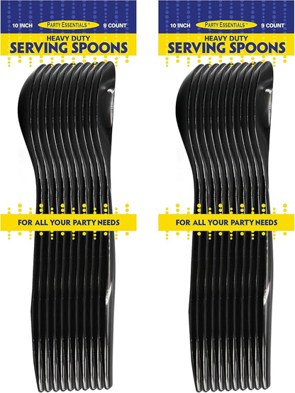 Party Essentials Disposable Heavy Duty Plastic Serving Utensils for Buffets Events Parties, 4-Sets of Spoons/Forks/Tongs, Black