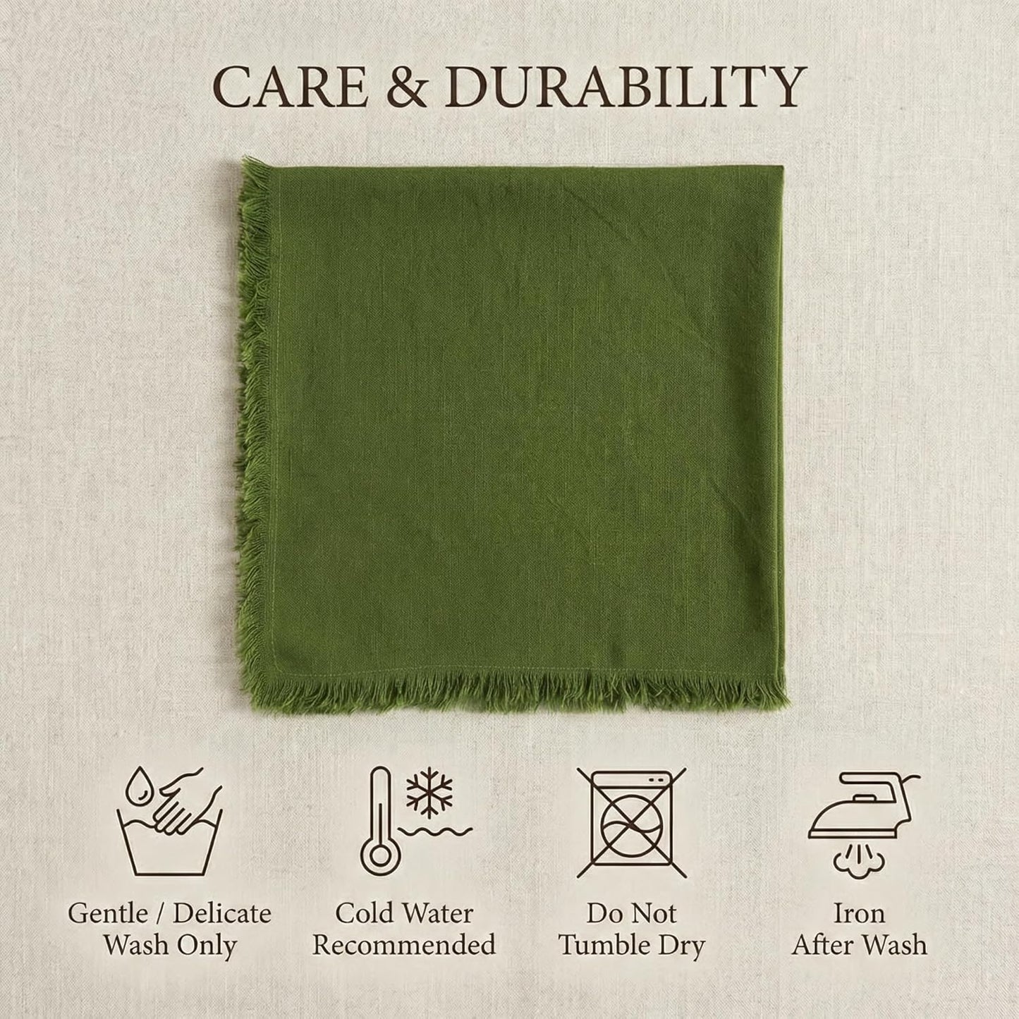 ACCENTHOME Natural Cotton Linen Napkin Set of 12 18x18 inch Dinner Napkins - Washable Soft Premium Hotel Quality Reusable Hemmed Edges Napkins Perfect Table Linens for Family Dinners, Weddings