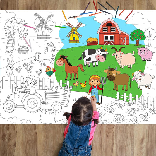 Under The Sea Giant Coloring Poster for Kids Large Coloring Tablecloth Summer Ocean Roll Paper Books Sheets Page Huge Table Art Crafts for Wall Classroom Home Gift Birthday Party Supplies Decoration