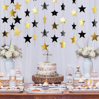 Patelai Glitter Star Garland Banner 2026 Graduation Decor 130 Feet Star Hanging Banner Twinkle Backdrop for Party Birthday Classroom Wedding Supplies(Gold)