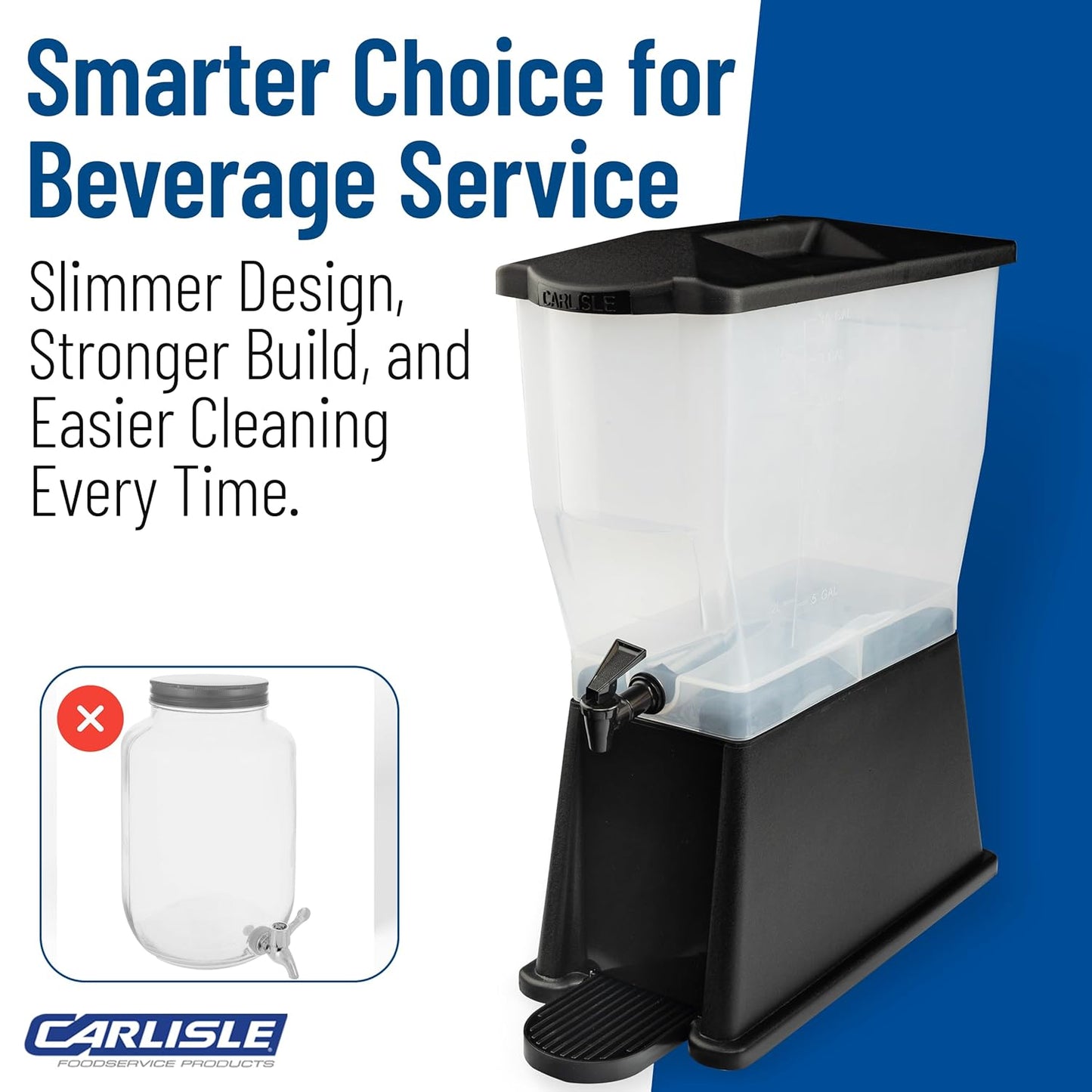 Carlisle FoodService Products Trimline Double Base Rectangular Beverage Dispensers with Spigot for Catering, Buffets, Restaurants, Polycarbonate (Pc), 2 x 3.5 Gallons, Black