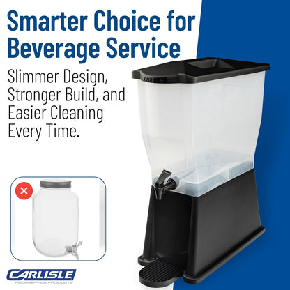 Carlisle FoodService Products Trimline Double Base Rectangular Beverage Dispensers with Spigot for Catering, Buffets, Restaurants, Polycarbonate (Pc), 2 x 3.5 Gallons, Black
