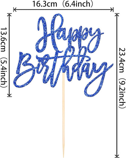 ZHUOWEISM 1 PCS Gold Happy Birthday & Anniversary Cake Topper