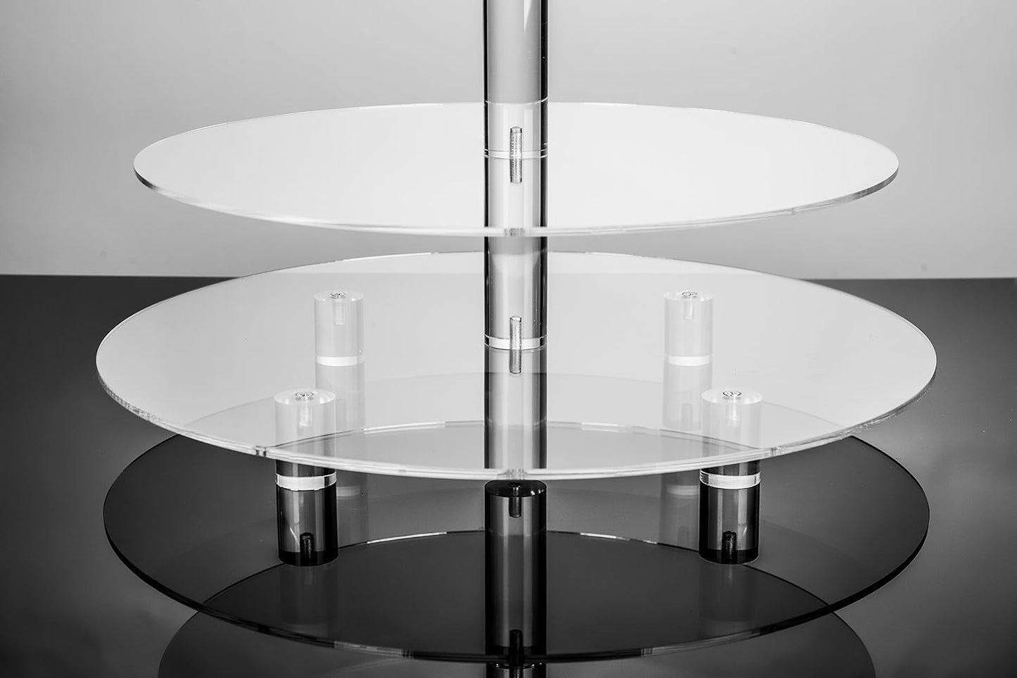 Jusalpha Large 4 Tier Cupcake Stand,Acrylic Round Cake Stand Dessert Tower Tea Party Serving Platter, Cupcake Tree Wedding Party Décor, Stand with Rod Feet (4RF)