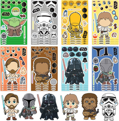 24 Sheets Cool Monster Sticker Cute Cartoon Charaters Make Your Own Sticker, Make a Face Stickers Party Favors Activities Gifts (c)