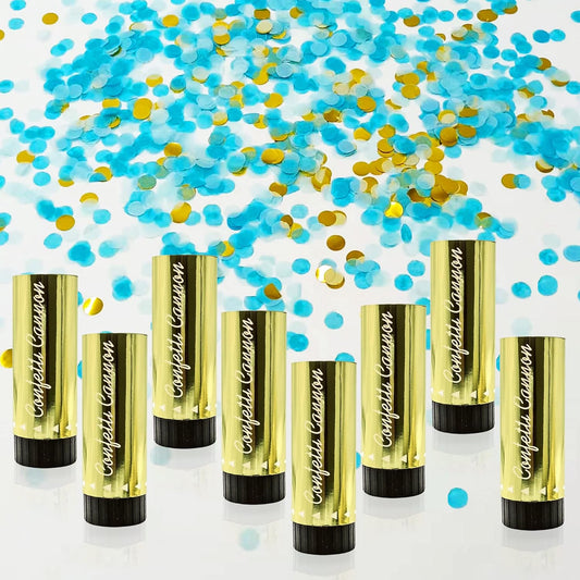8 PCS Confetti Poppers Cannons for Gender Reveal Wedding Birthday Graduation Baby Shower Anniversary Christmas New Year's Kids Fun Party Supplies Decorations and Favors (Pink + Gold)