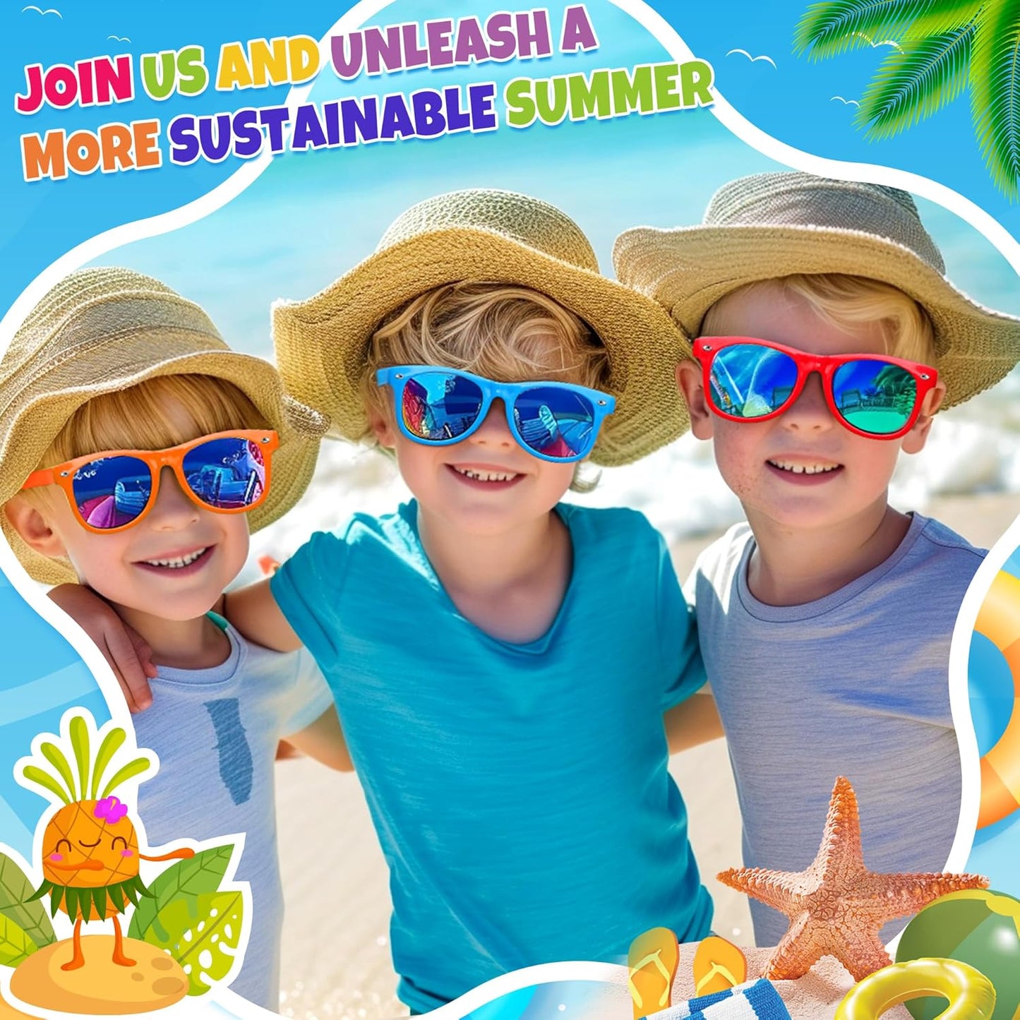 INNOCHEER Party Sunglasses for Kids with UV400 Protection Eyewear Neon Sunglasses for Boys, Girls - Great Gift for Party Favors, Birthday Party and Outdoor Activity