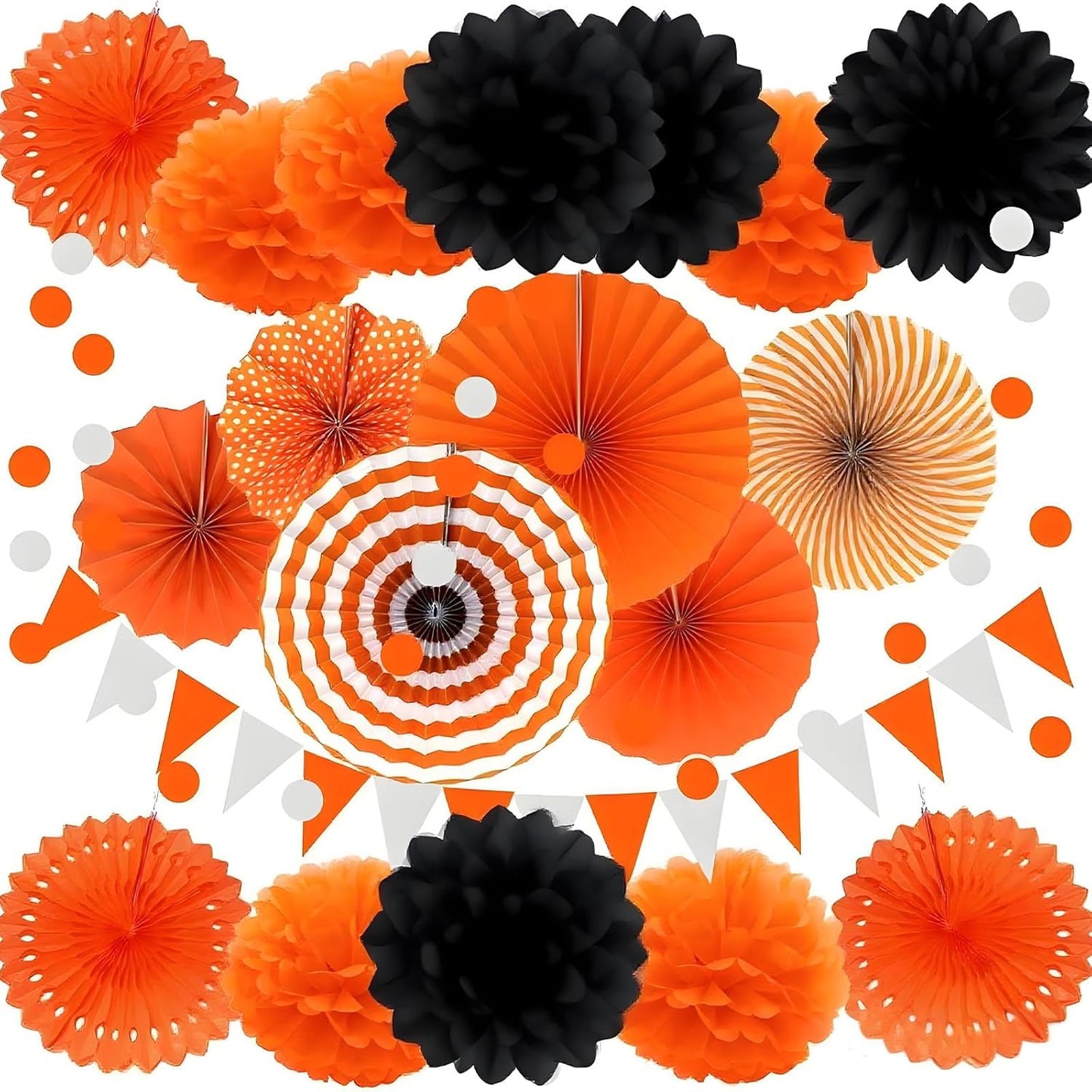 XIKSXITN 12 pc Rose Gold Gradient Tissue Paper Pom poms-Hanging Gold Dot White Paper Pom Poms Paper Flowers Ball for Party Decorative(8&10&12 inch)