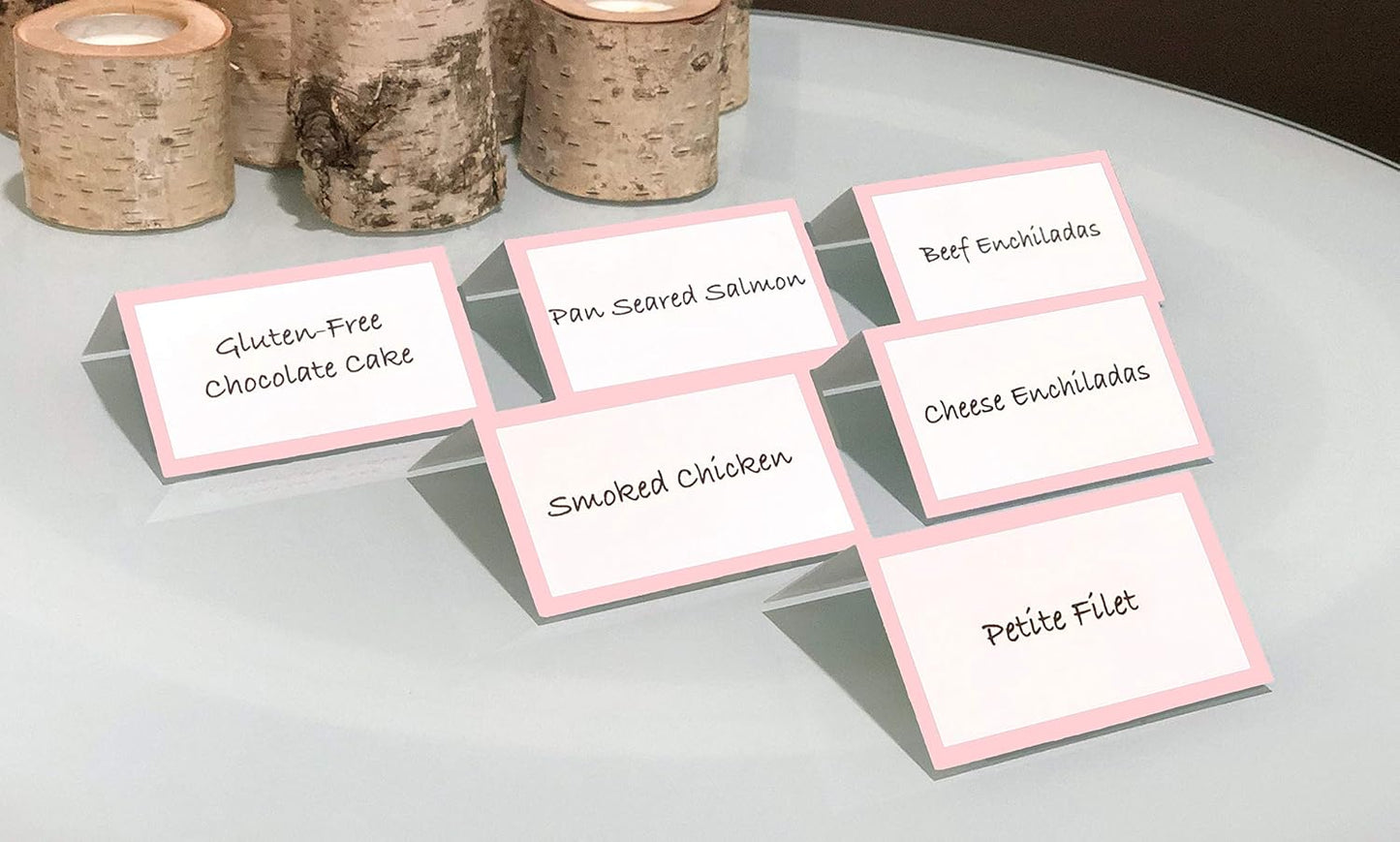 Tented Place Cards - 50 pack - Folded Place Cards are ideal for Wedding Placecards, Buffet food label, Banquet tables, Cocktail Parties, and Name Cards. Made of 14 pt. Matte Card Stock.