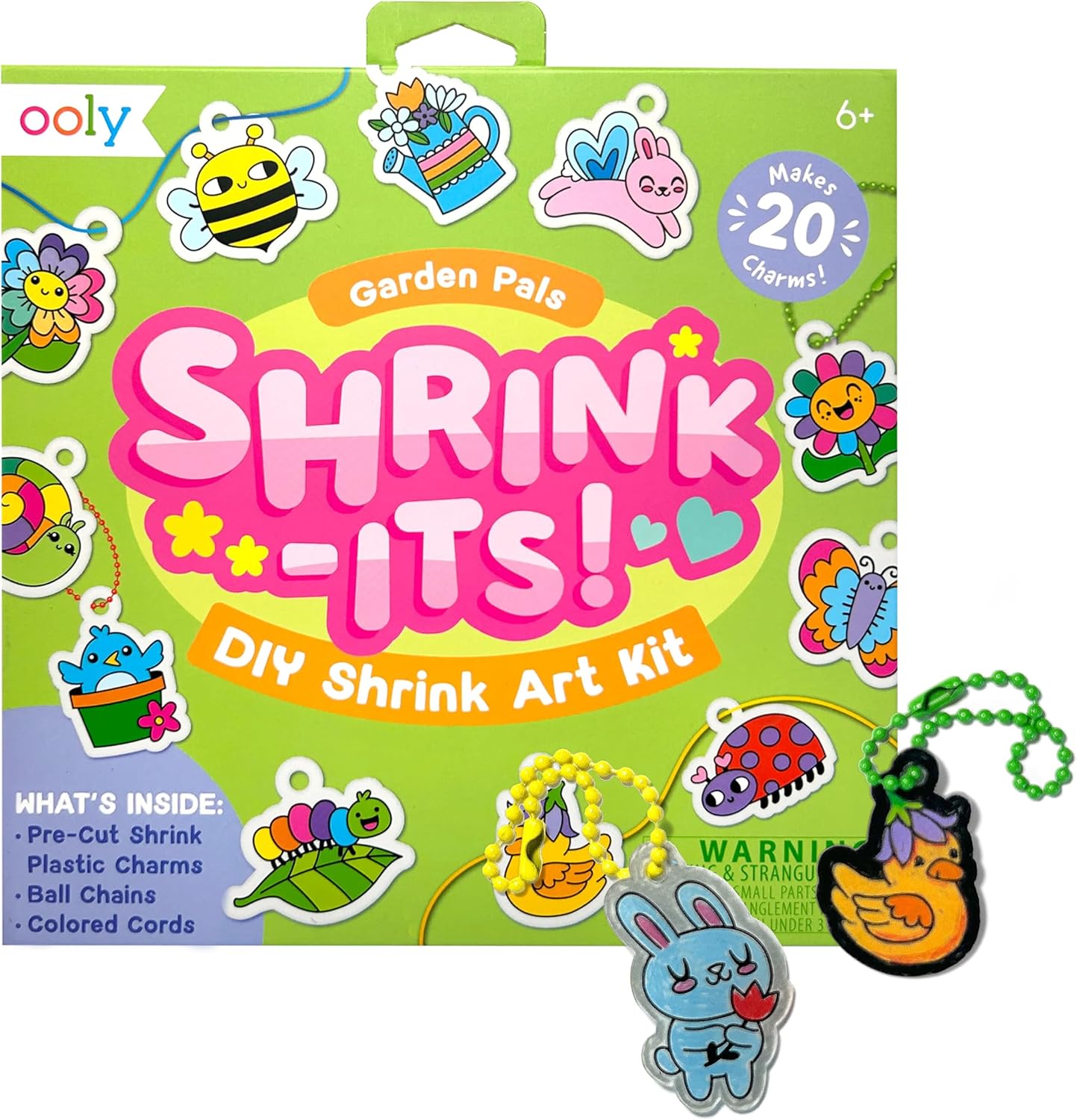 Ooly x Peanuts Snoopy 34 PC DIY Shrinking Art Kit for Kids with Markers, 20 Plastic Pre Cut Charms and More, No Mess Creative Activity Jewelry Making Kit
