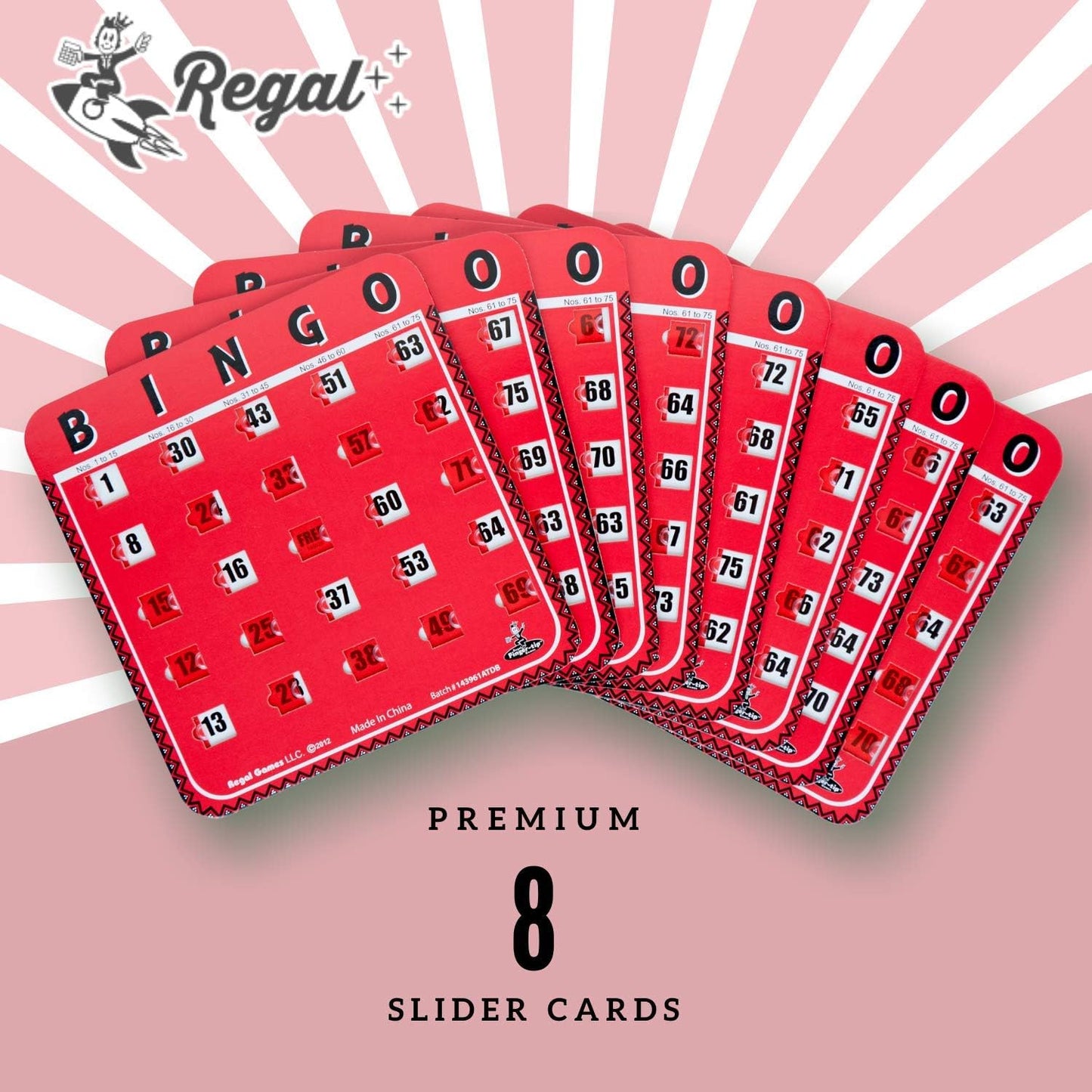 Regal Bingo Bulk Bingo Cards with Sliding Windows - Reusable Large Print Bingo Game Cards for Adults Large Group - 8 Pack, Yellow