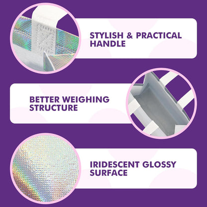 PACKINNO 15 Pcs Iridescent Gift Bags with Handles, 8x4x10 Inch Holographic Reusable Gift Bags Medium Size, Ideal for Birthday, Christmas, Party Favors, Wedding, Holidays, Valentines