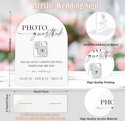 Sign Our Bible Wedding Sign, White Acrylic Wedding Guest Book Sign, Bridal Shower Decor, Elegant Arch Acrylic Table Top Signs for Reception Marriage Engagement Party Decorations