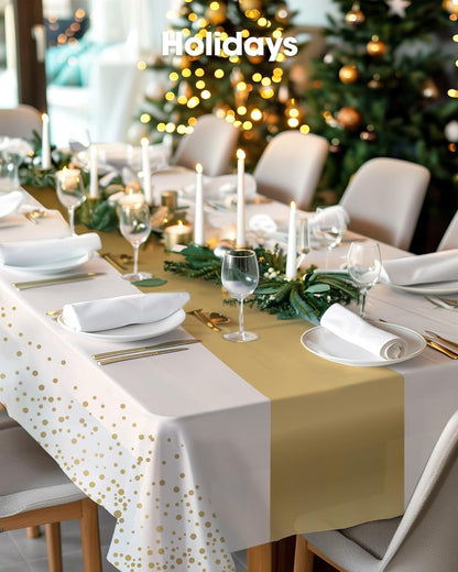 Pureegg Plastic Table Cloth 10 Pack, 54 x 108 Inch Disposable Table Cloths for Party, Picnic and Wedding, Rectangle, White - Colors A