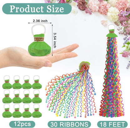 12 pcs Confetti Popper Hand Throw Streamers, No Mess Colorful Streamer Poppers, for Baby Shower, Party Celebrations, Wedding, Birthday (White)