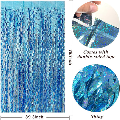 Tinsel Foil Fringe Curtains Wavy Backdrop for Parties Sparkle Metallic Wavy Foil Fringe Backdrop Curtain for Party Decorations Photo Booth Props for Birthday Graduation Wedding