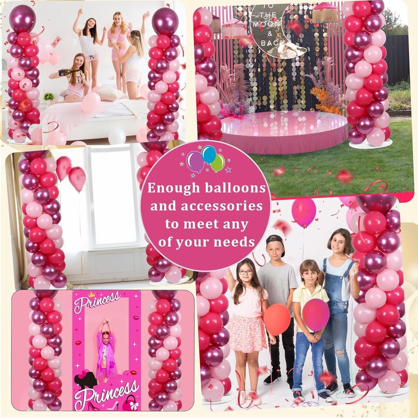 2 Set Black and Gold Balloons Column Stand Kit with 100 Balloons Adjustable Balloon Stand with Bases for Floor Black Gold Confetti Balloon Column Kit for Bridal Shower Valentine Birthday Party Decor