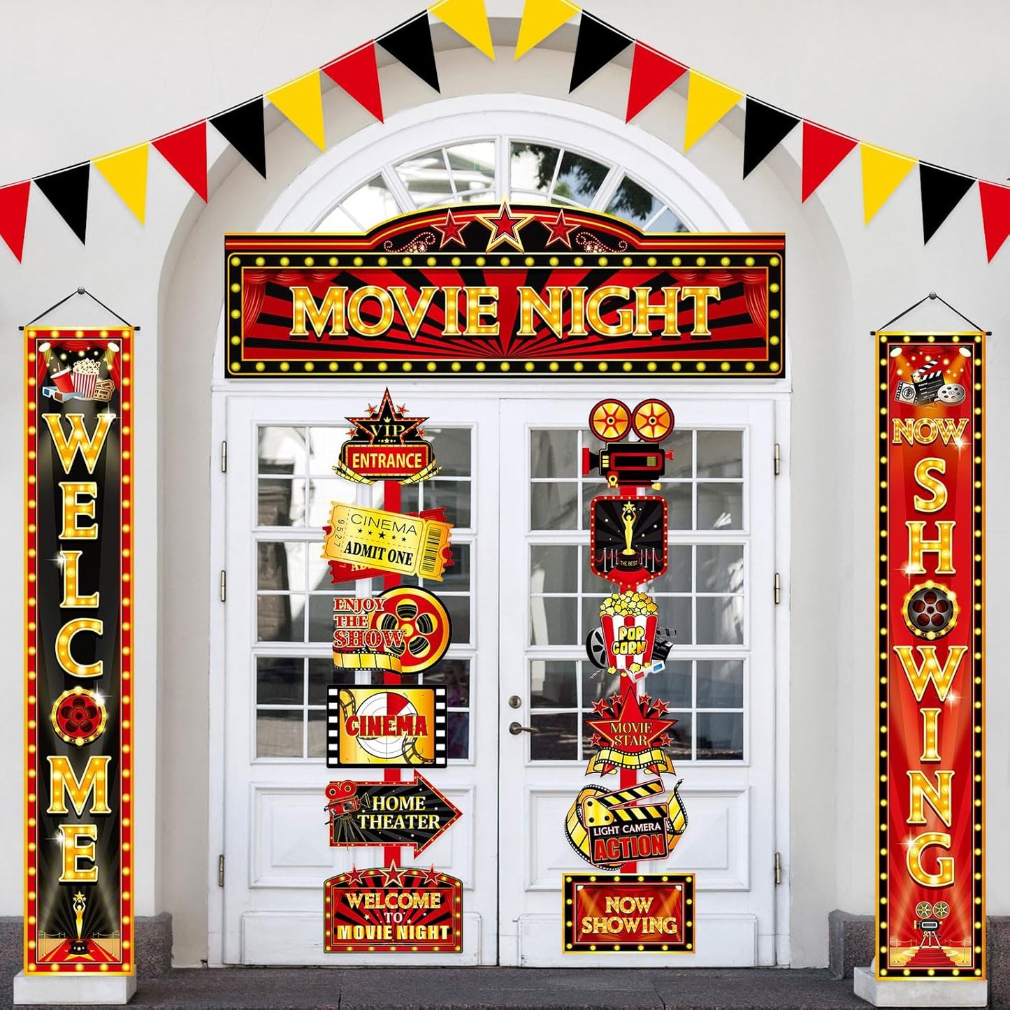 15 Pcs Circus Decorations Carnival Striped Awning Porch Banner Carnival Theme Directional Signs Welcome to the Circus for Birthday Party Supplies