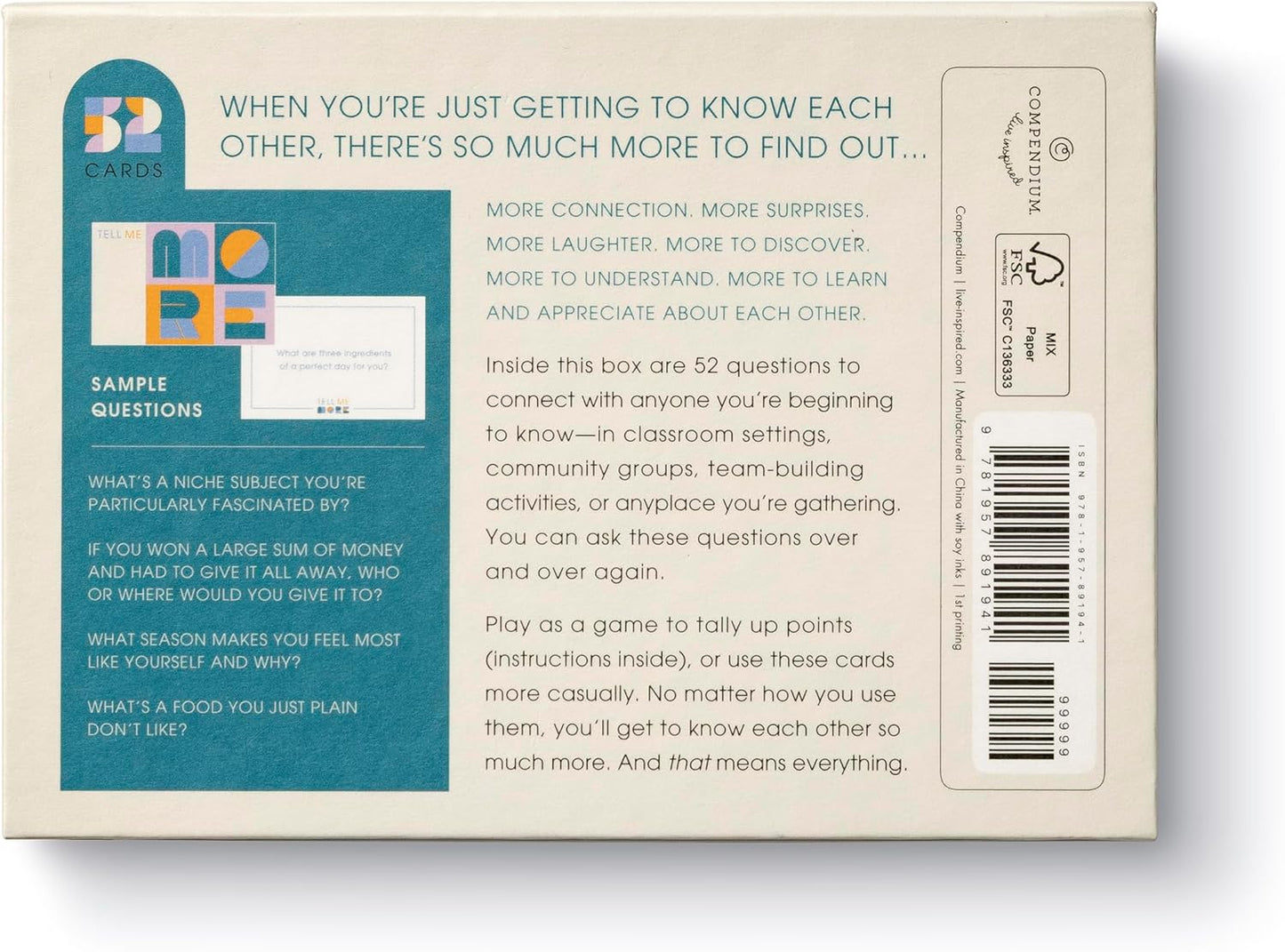 Tell Me More: A Conversation Starter Game of Questions to Deepen Connection
