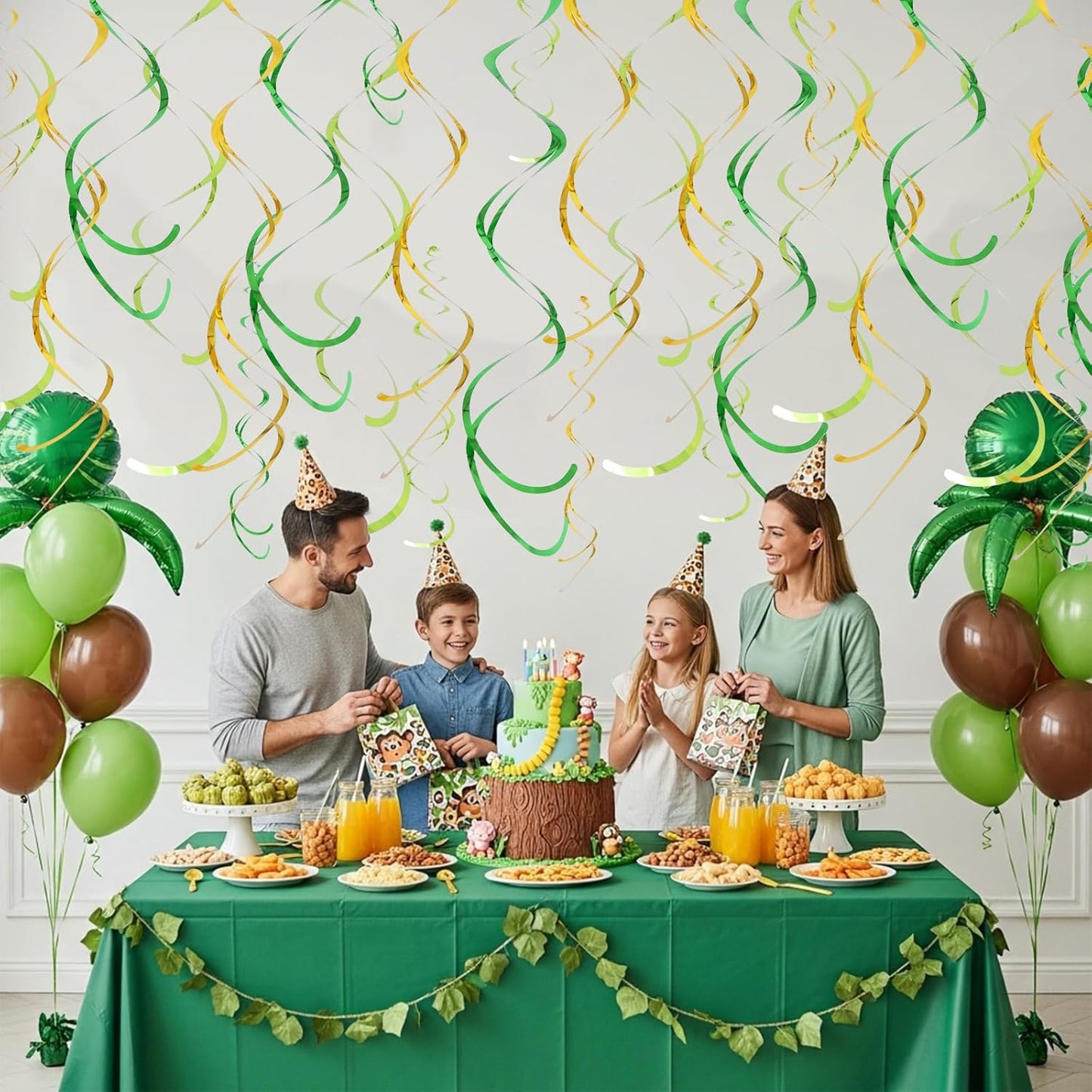 BEISHIDA Blue Blue Silver Hanging Swirls Party Decorations Plastic Streamer for Ceiling, Birthday Hanging Party Supplies, Pack of 30