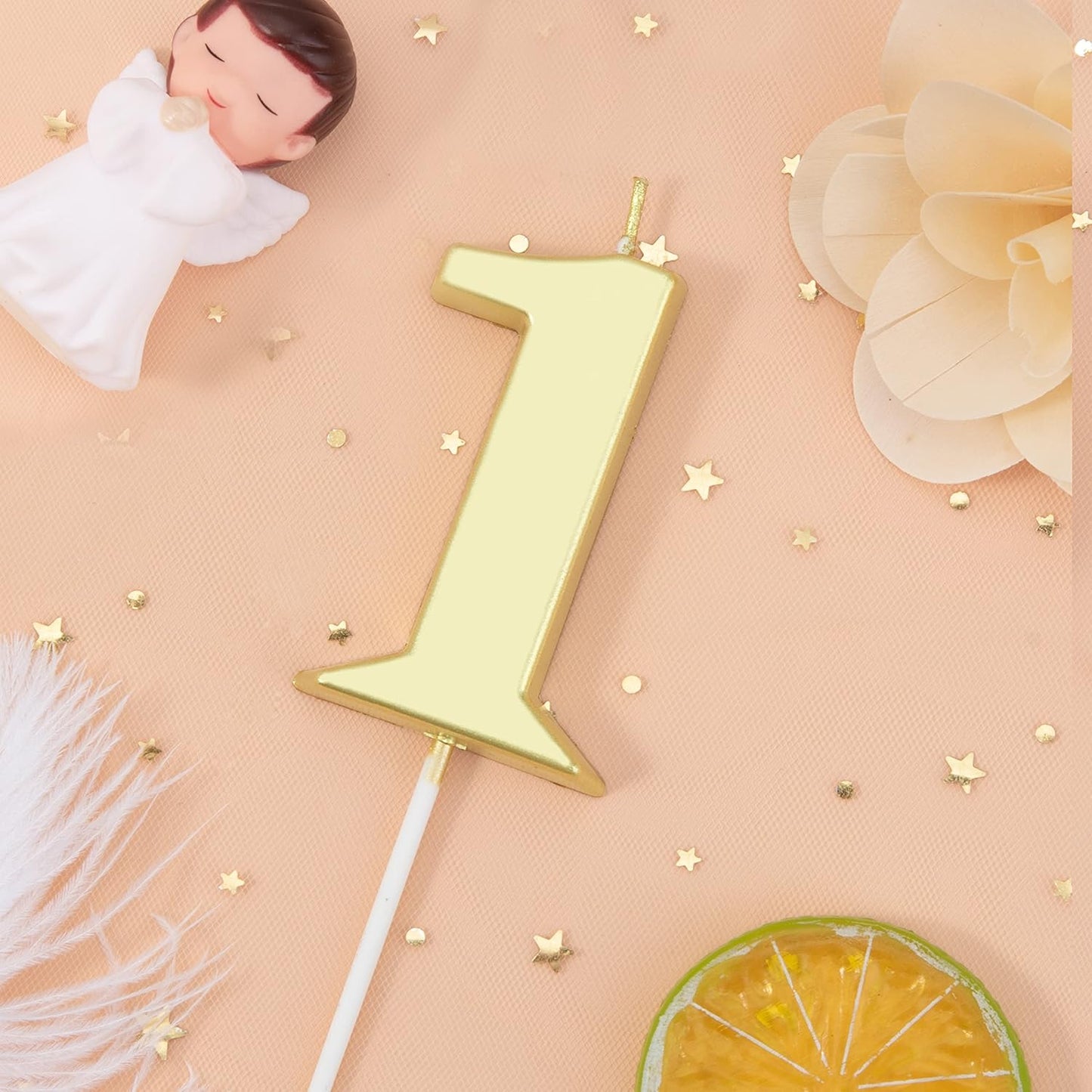 PHD CAKE 2.76 Inch Modern Gold 2 Number Birthday Candles, Gold Number Candles, Cake Number Candles, Party Celebration