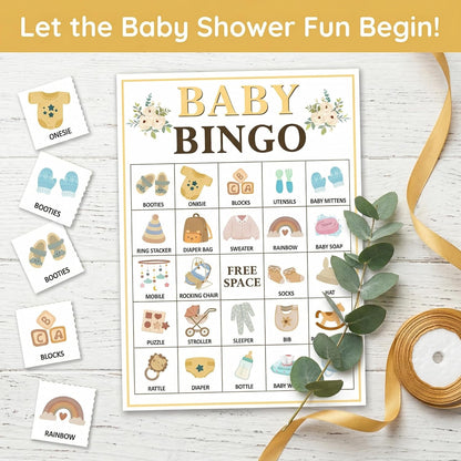 Pink Bow Baby Shower Bingo Games, 24 Player Pink Bingo Cards for Baby Shower, Gender Reveal Party Games Favors Supplies Decorations