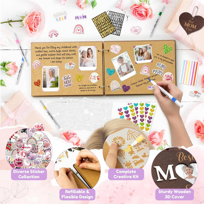 TICIAGA Congrats Grad Scrapbook Album Kit - 108PCS Large Wooden Graduation Photo Album Craft Set for Students, 11.8x8.6 Class of 2026 Memory Keepsake Book for High School College Graduation Party Gift