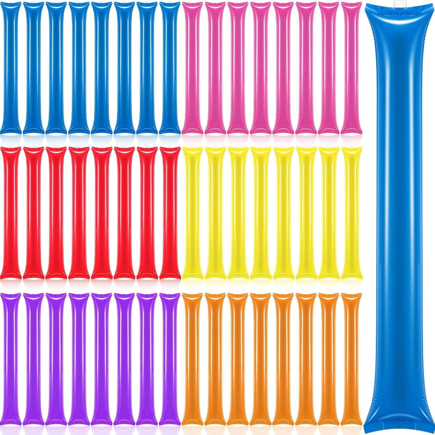 Civaner 48 Pcs Thunder Stick Team Spirit Boom Stick Cheering Accessories Cheerleading Spirit Noise Maker Plastic Clapper Inflatable Noise Maker Sports Supply(Orange)
