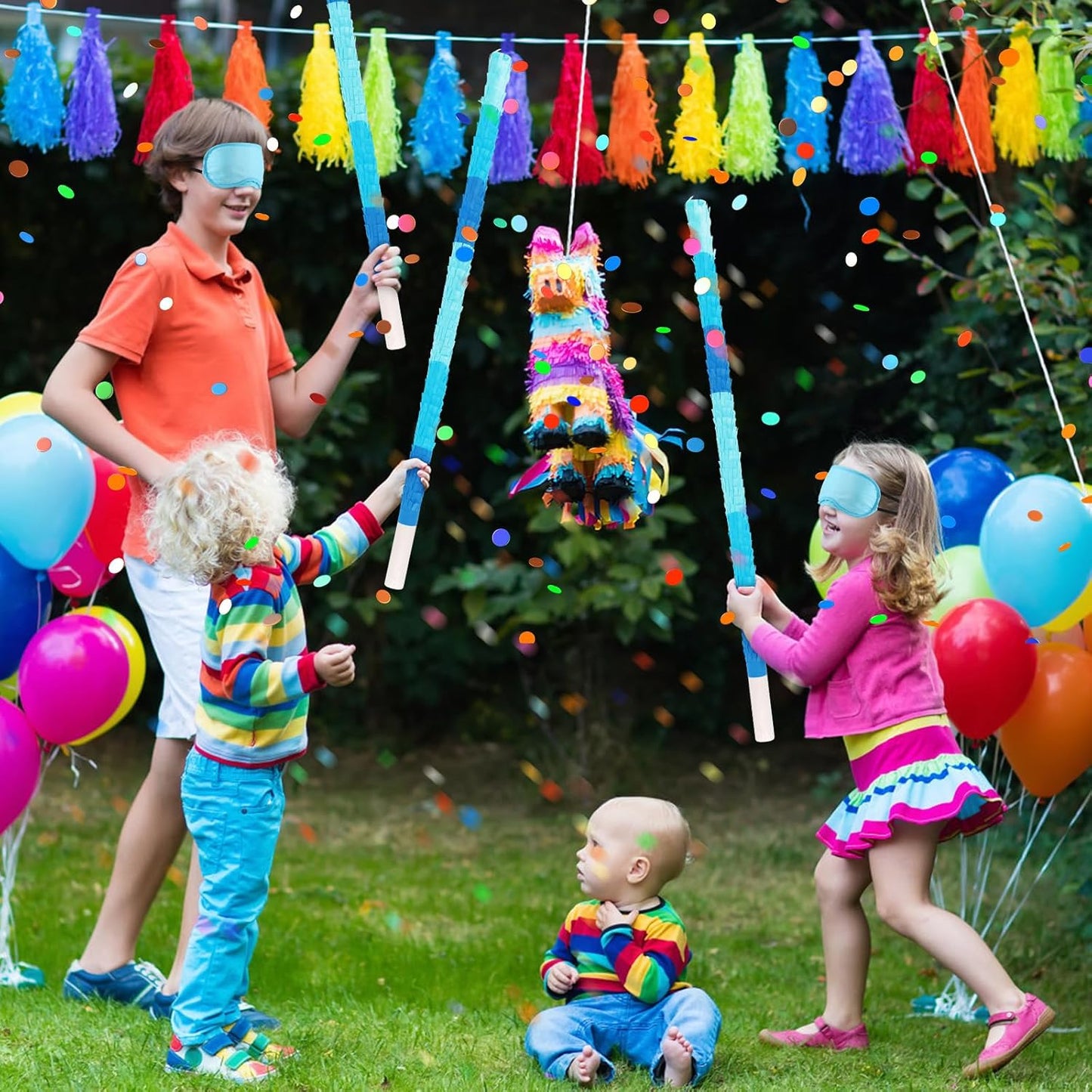 Dinosaur Pinata - Dinosaur Decorations with a Blindfold and Bat for Boys Girls Animal Themed Birthday Party Kids Classroom Game Decorations Supplies (15.7 x 11.4 x 3.1 Inches)