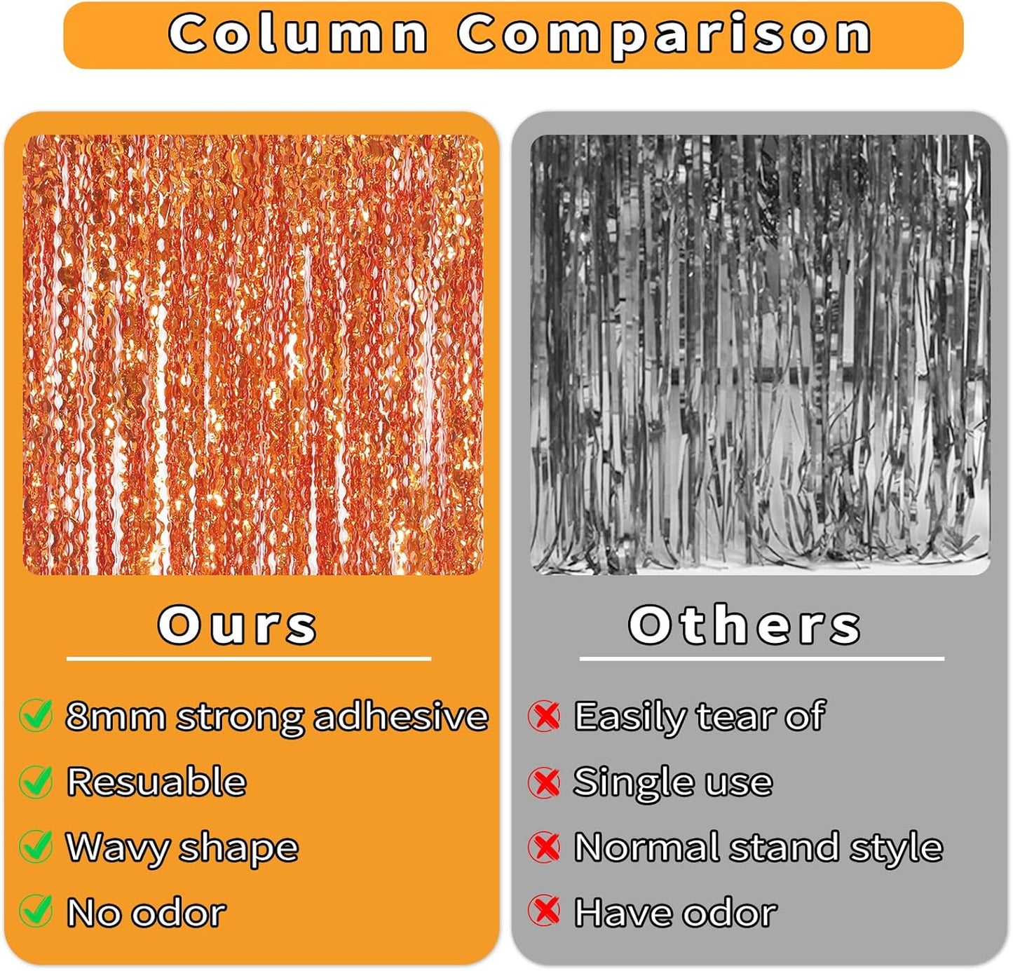 4 Pack Wavy Champagne Gold Metallic Tinsel Foil Fringe Curtains Backdrop - 3.3X6.6ft Foil Fringe Backdrop for Parties | Door Streamers for Birthday | Photo Booth Backdrops Party Decor