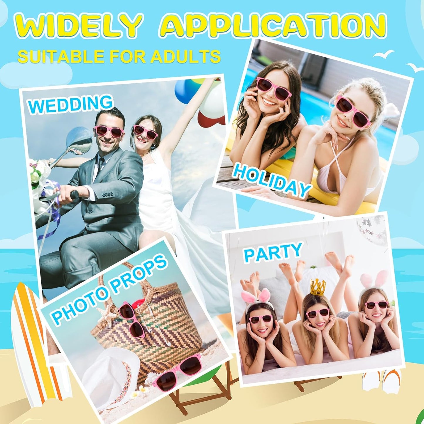 ASTARON Sunglasses Bulk, 6/12/24/48 Pack Sunglasses Party Favors for Summer Beach Pool Birthday Wedding Party Supplies