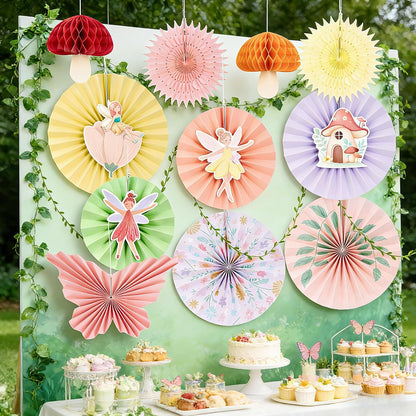 Easy Joy Paper Leaves Decorations for Wall Paper Fans Classroom Decoration Leaves Backdrop Decor Wall Decor,Set of 9