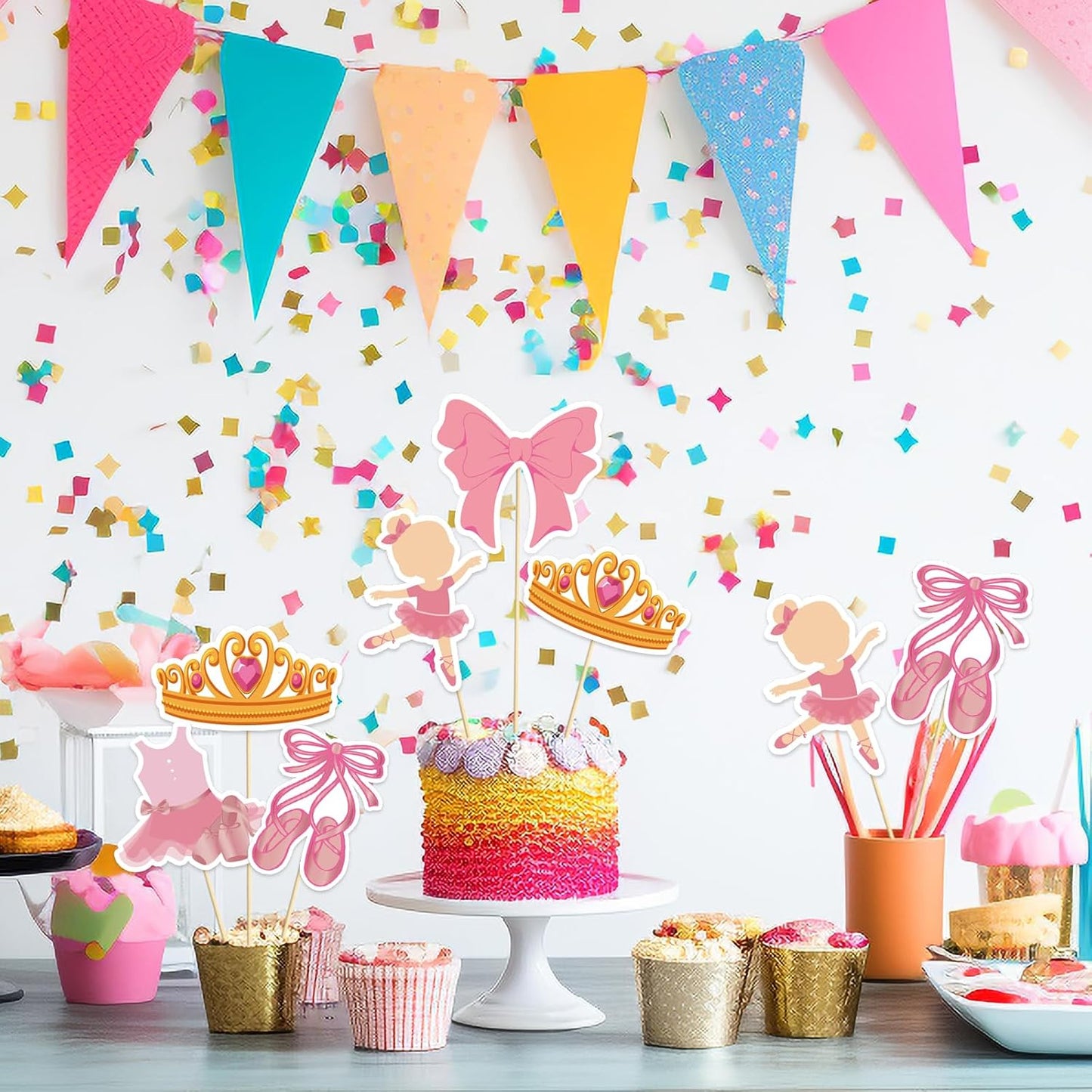 Beautiful Butterfly Centerpiece Sticks - Floral Baby Shower or Birthday Table Toppers - Butterfly Themed Gender Reveal Bridal Shower Party Decoration- Set of 15