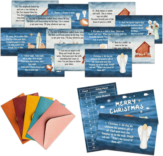 Christmas Scavenger Hunt Game, Xmas Games for Family Treasure Riddle Hunt Cards Game Activities, Winter Christmas Eve New Year Holiday Indoor Outdoor Party Games Supplies, Xmas Gifts for Adults, 03