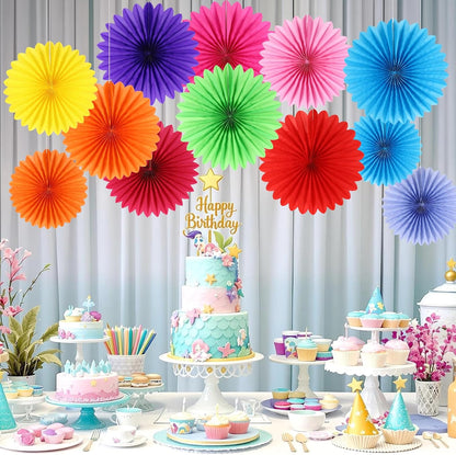BestoFun 12PCS Paper Fans Hot Pink Party Decorations Tissue Paper Flowers Decorations Paper Fans Party Decorations for Girl Groovy Birthday Baby Shower Wedding Bachelorette Room Wall Hanging Décor
